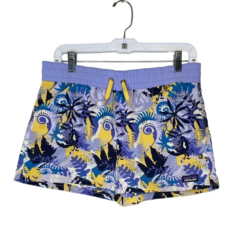 Patagonia Girls Costa Rica Baggies Shorts Purple Yellow Youth Size XXL
